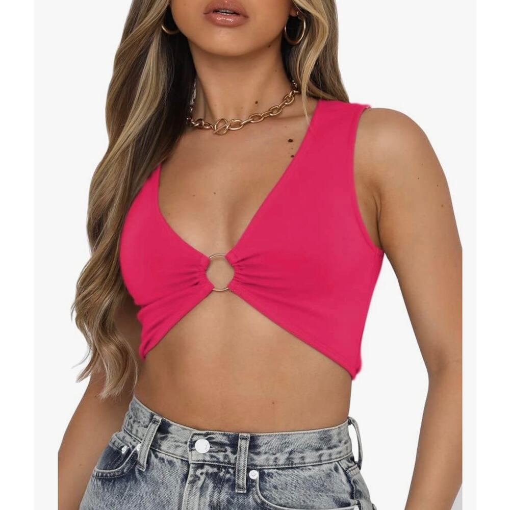 AEVZIV Sleeveless Deep V Neck Going Out Top